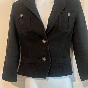 Banana Republic Black Textured Buttoned Blazer Jacket